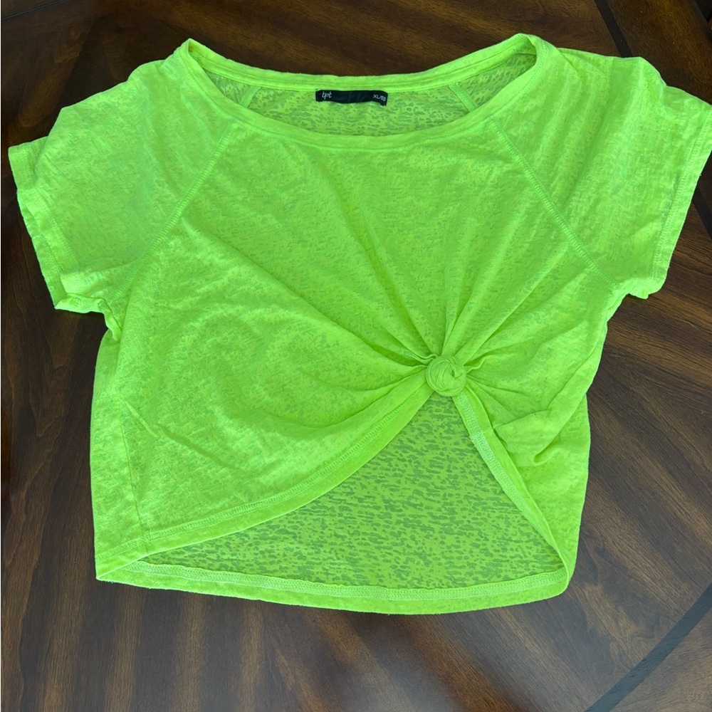 Neon Lime Knot-Front Crop Top - Unbranded